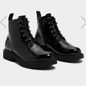 NWOT Patent Black Combat Boots